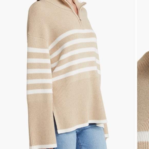 Rails Tessa Stripe wool and cotton quarter-zip pullover - Picture 4 of 13